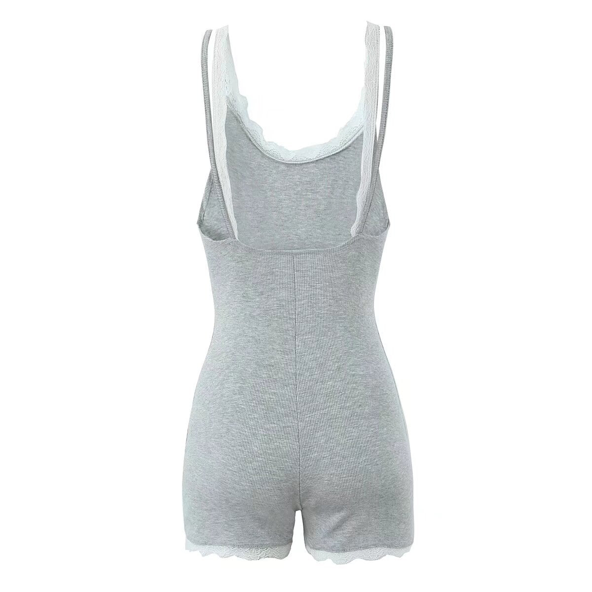 Dam Ärmös Topp med Spetsdetaljer i Polyester Slim Fit-3