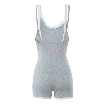 Dam Ärmös Topp med Spetsdetaljer i Polyester Slim Fit-3