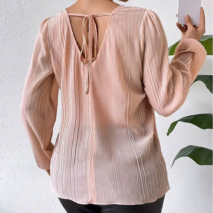 Damenbluse mit Ribdesign und Puffärmern – Leichtes, atmungsaktives Material für jeden Anlass, verschiedene Größen verfügbar 3