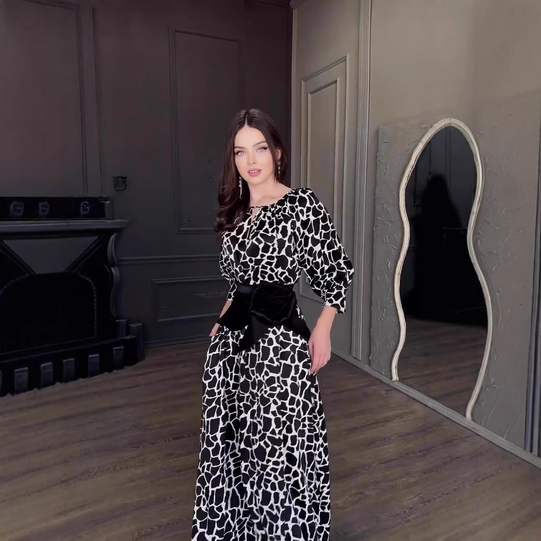 Maxiklänning Dam Löst Passform Geometrisk Design Polyester-3