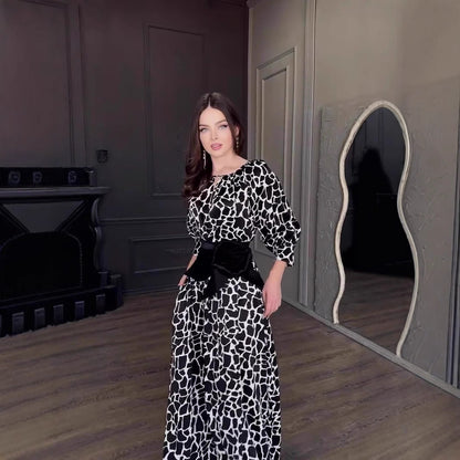 Maxiklänning Dam Löst Passform Geometrisk Design Polyester-3