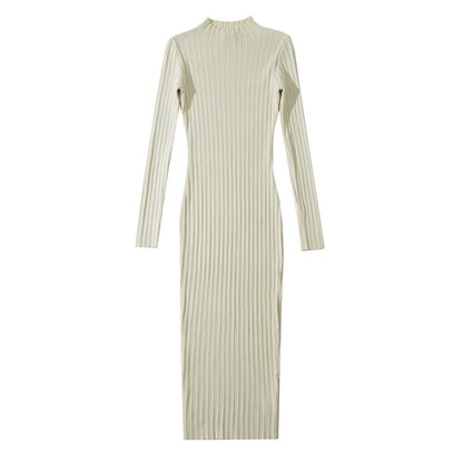 Dam Klänning Bodycon Slim Fit Polyester Rund Halsringning Långa Ärmar-5