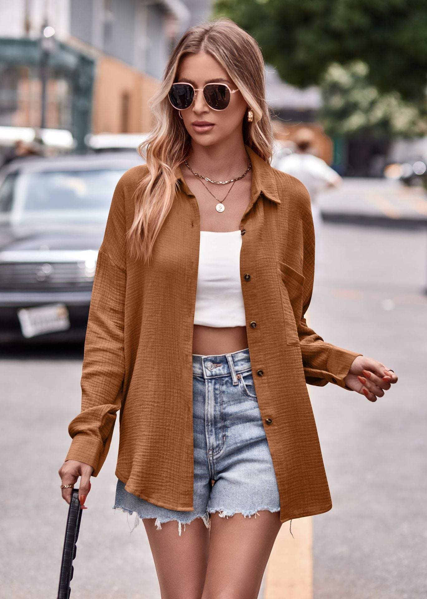 Variant image for Herrskjorta Långärmad Löst Passform Viskos Geometriskt Mönster-11