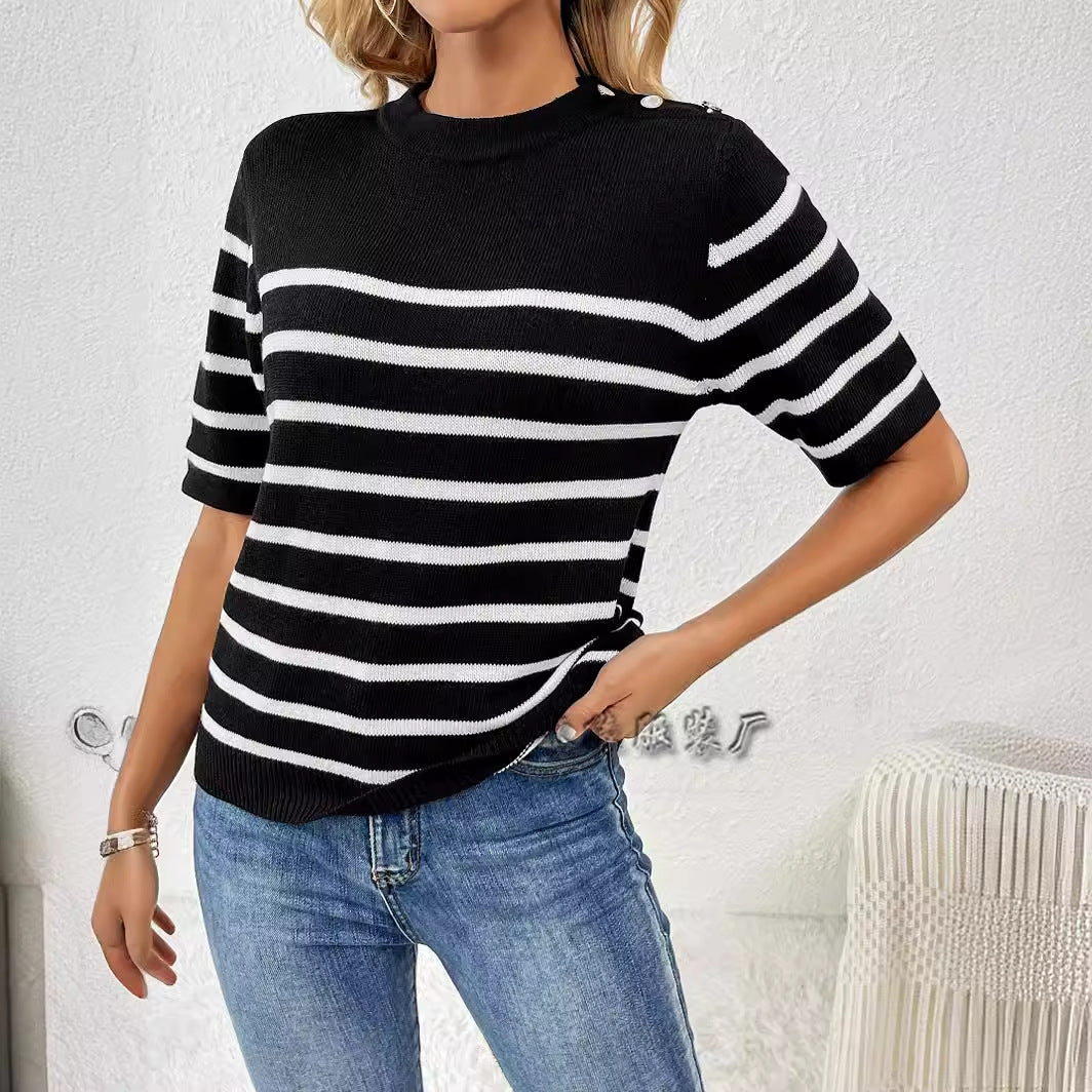 Stickad Dam Tröja Urban Stil Mjuk Medium Tjocklek 2