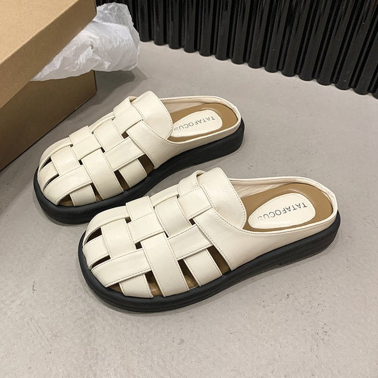 Kvinnors Öppna Sandaler Flätat Syntetiskt Läder Komfortabelt Design 7