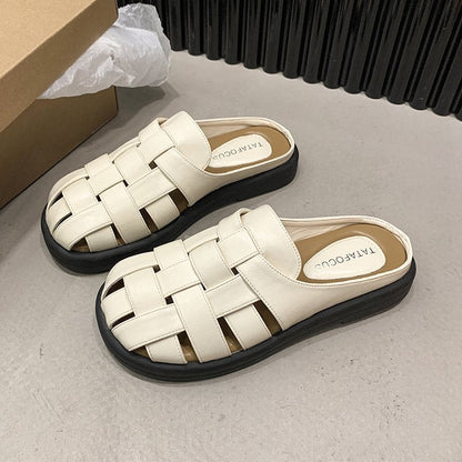 Kvinnors Öppna Sandaler Flätat Syntetiskt Läder Komfortabelt Design 7