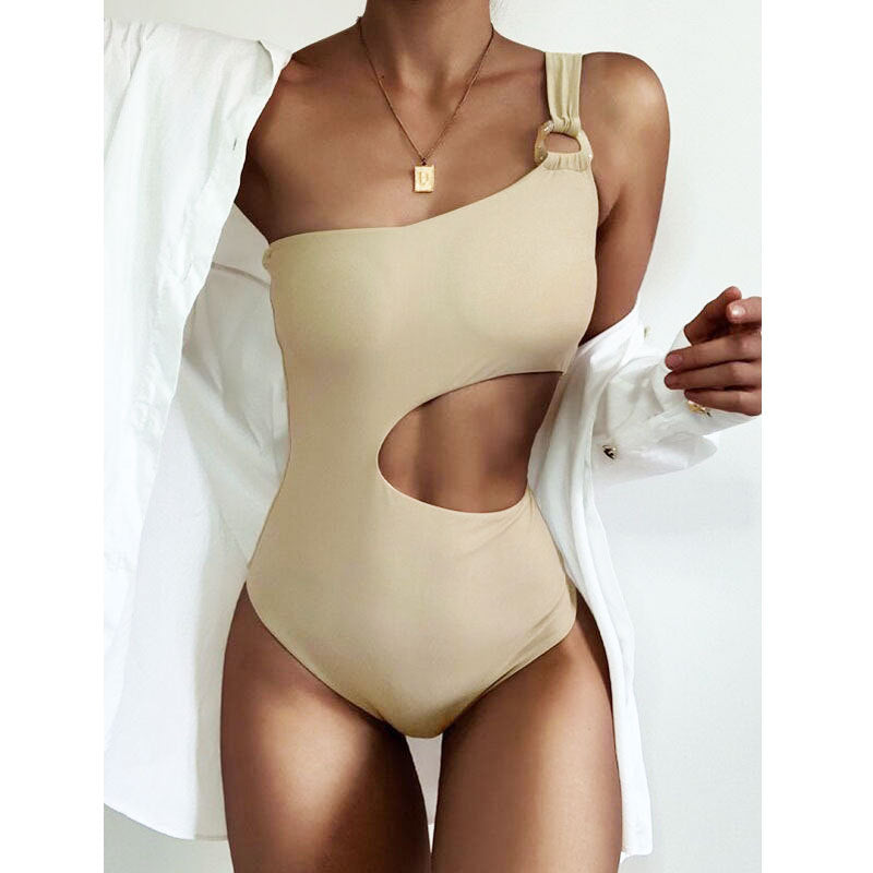 Asymmetrische Damen Baddräkt mit Modernen Musterdetails – Elastisches Material, Smickrande Passform, Ideal für Strand und Pool 8
