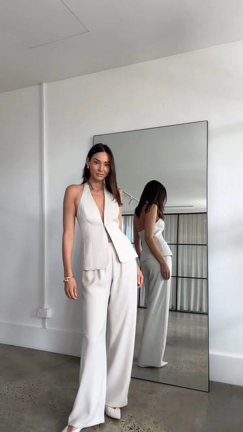 Dam Långa Byxor Ärmlös Design Högkvalitativt Tyg-1