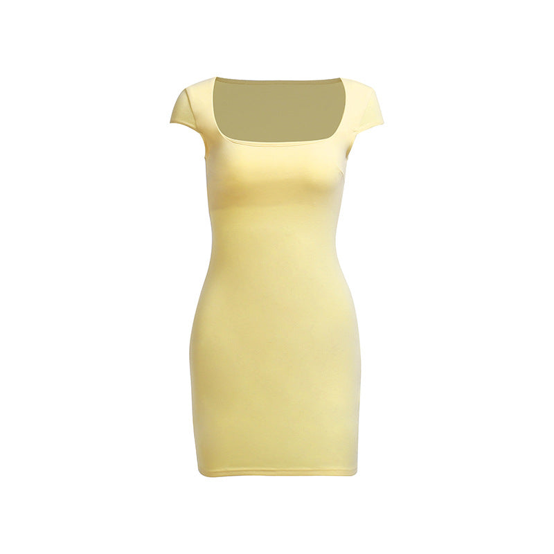 Kvinnors Klänning med Fyrkantig Halsringning i Elastiskt Tyg – Figur-huggande Design, Maskintvättbar, Perfekt för Alla Tillfällen 6