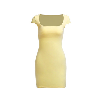 Kvinnors Klänning med Fyrkantig Halsringning i Elastiskt Tyg – Figur-huggande Design, Maskintvättbar, Perfekt för Alla Tillfällen 6