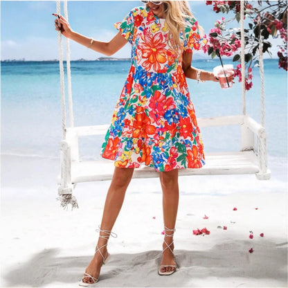 Dam Klänning Blommig Midi Rundhals 100% Polyester-4