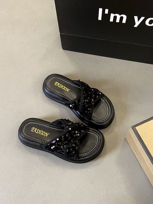 Dam Sandaler Glittrande Design Ergonomisk Fotbädd 1