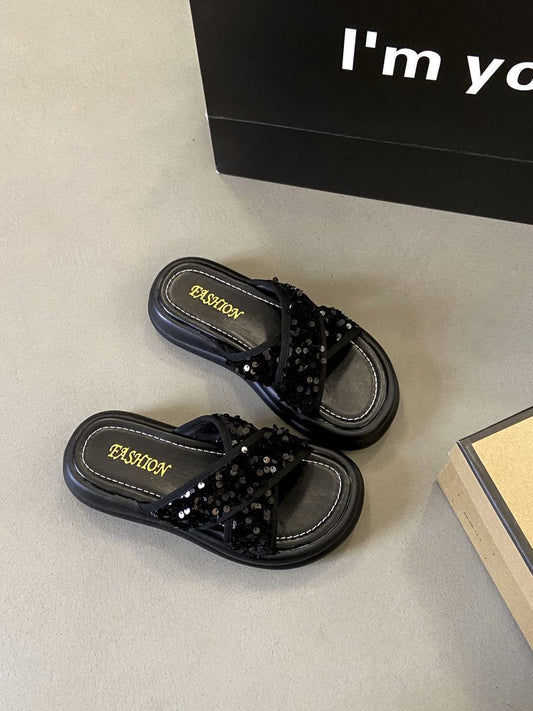 Dam Sandaler Glittrande Design Ergonomisk Fotbädd 1