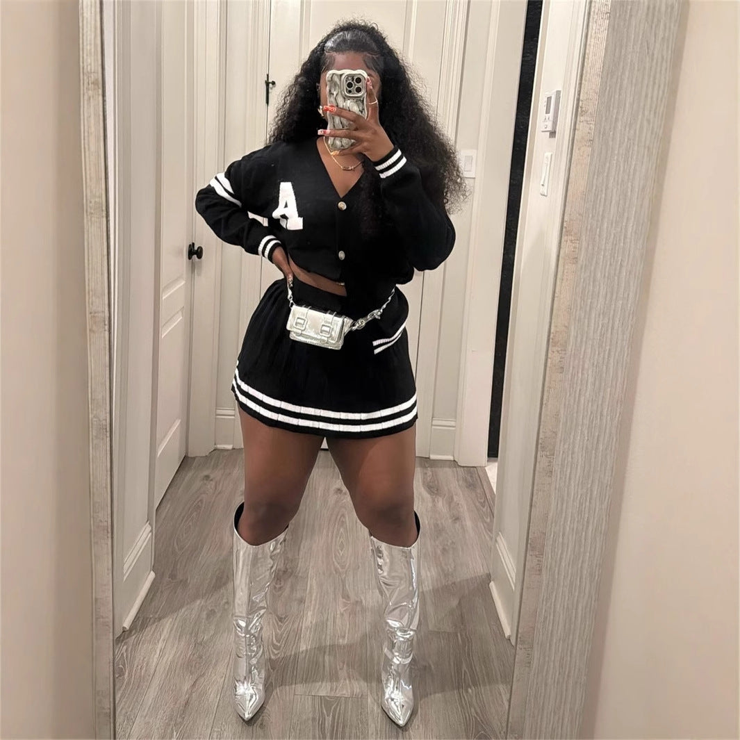 Kvinna Långärmad Kofta Mini Rock Polyester Spandex-2