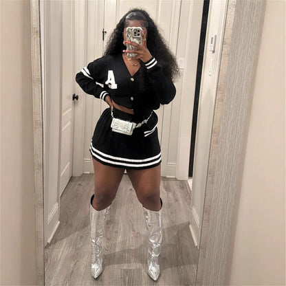 Kvinna Långärmad Kofta Mini Rock Polyester Spandex-2