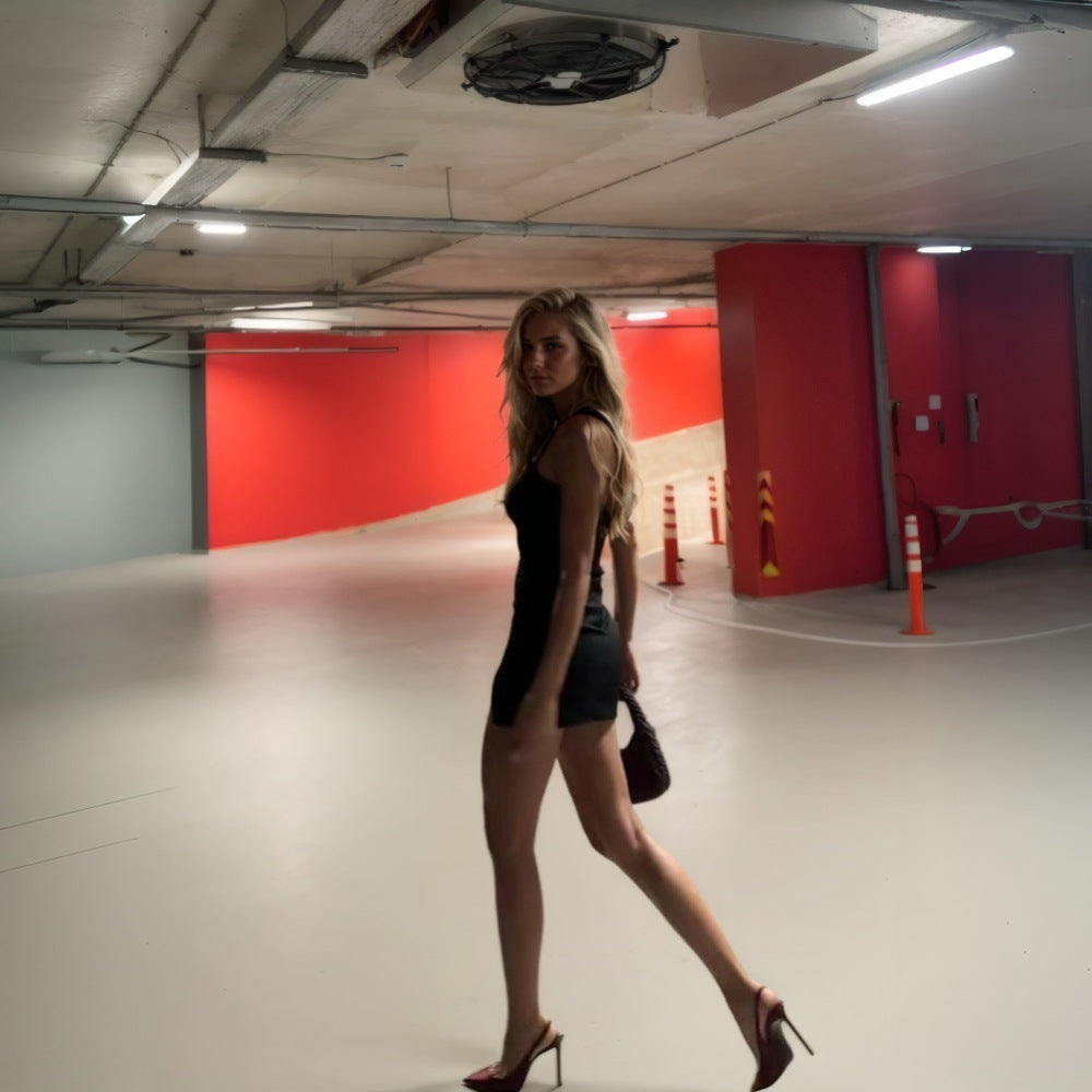 Damklänning Bodycon A-linjeformad 100% Polyester Ärmös-4