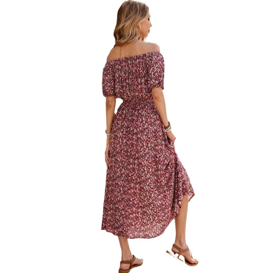 Kvinnors Off-Shoulder Klänning Blommig Rayon-6