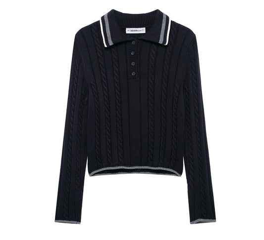 Kvinnors Tröja Modern Stickdesign Klassisk Polo Bomull 1