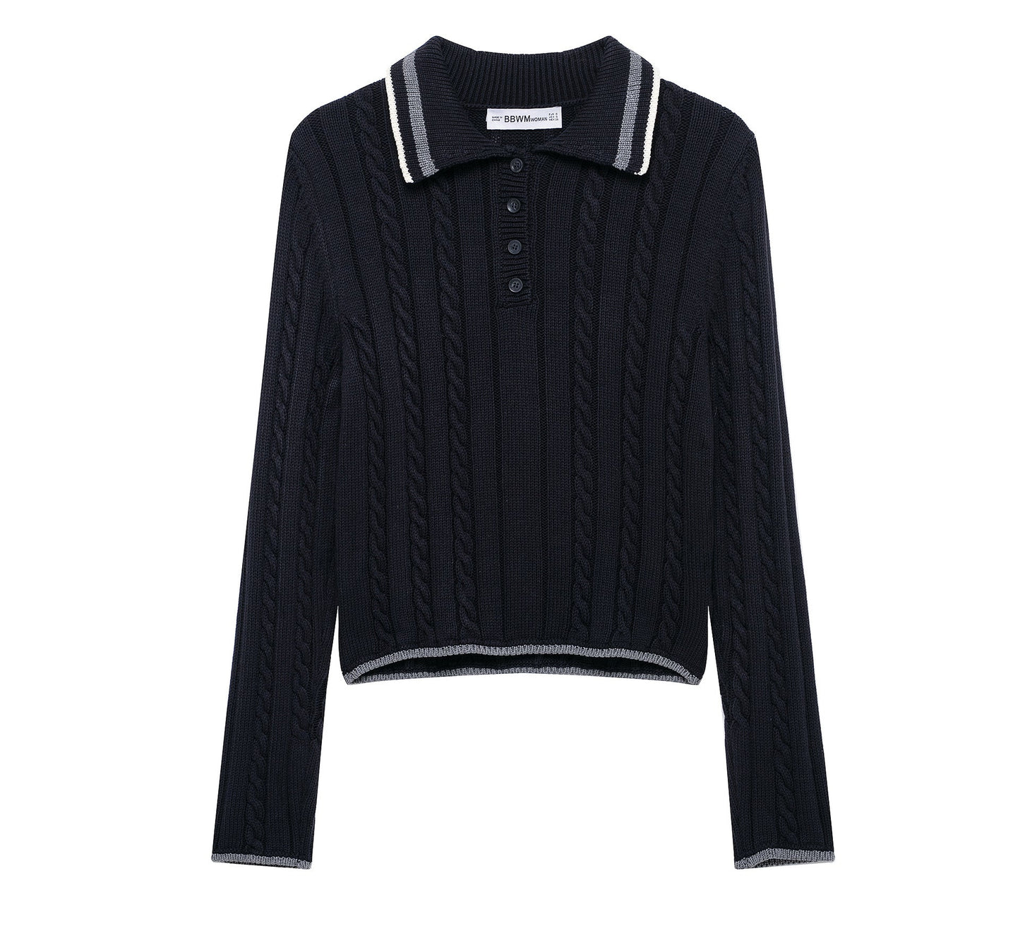 Kvinnors Tröja Modern Stickdesign Klassisk Polo Bomull 7
