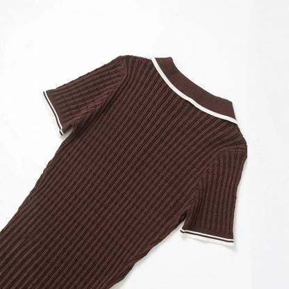 Strukturerad Poloklänning Dam i Ribbad Bomull – Andningsbar, Normal Passform, Perfekt för Vardags och Kontor 4