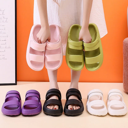 Dam Sandaler Slip-On Ortopedisk Design med Dubbla Remmar och Vadderad Sula-4