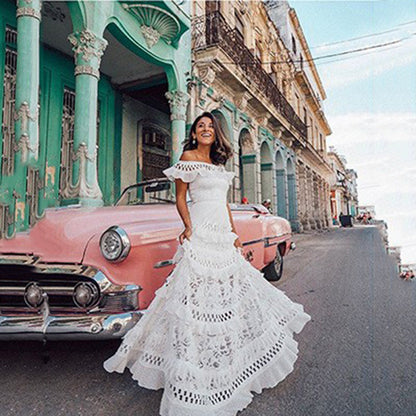 Dam Klänning A-Line Lång Högkvalitativt Tyg-3