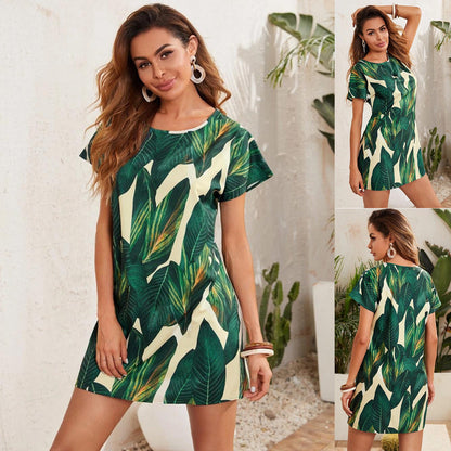 Dam Mini Klänning Blommönster Polyester Urban Stil 2