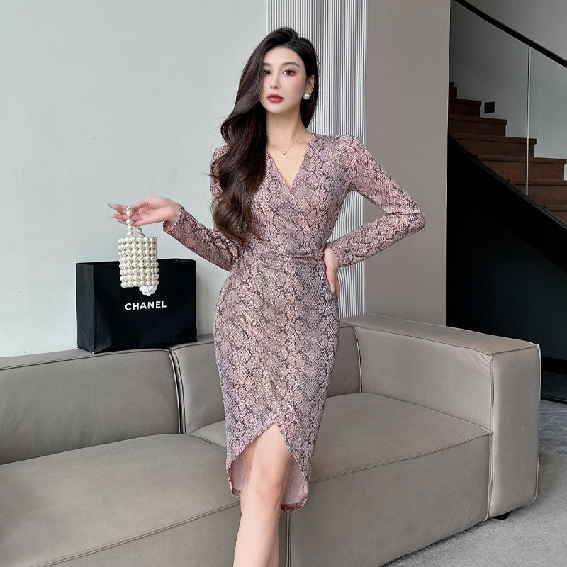 Variant image for Kvinna Midi Klänning V-Neck Polyester Bodycon-7