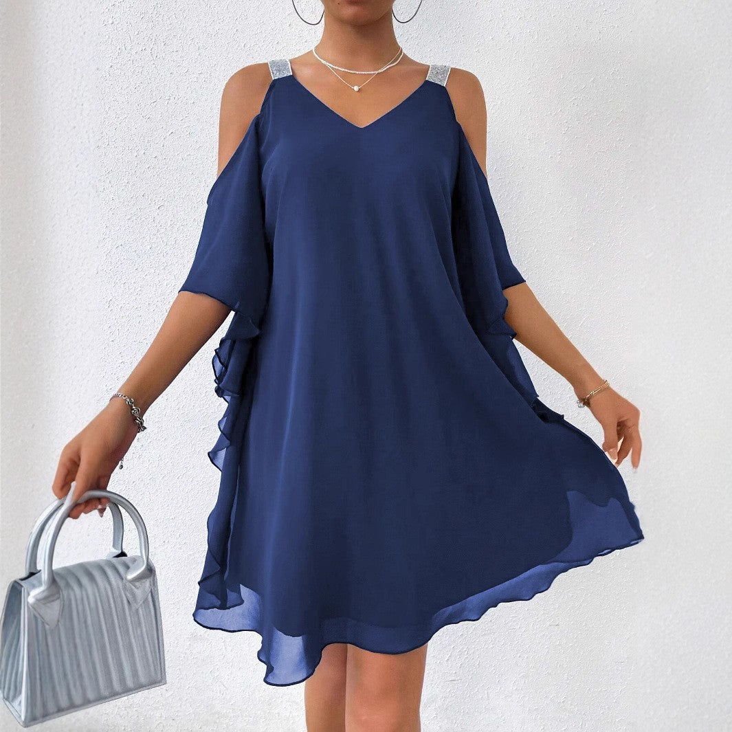 Variant image for Kvinnors Paljettklänning A-linje Chiffong-1