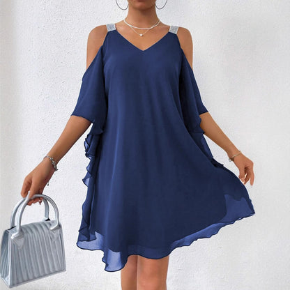 Variant image for Kvinnors Paljettklänning A-linje Chiffong-1