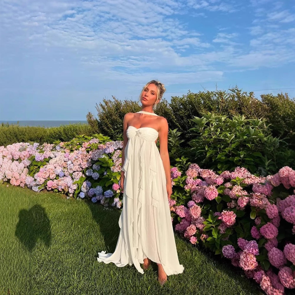 Dam Strandklänning Asymmetrisk Snitt Lätt Tyg-2