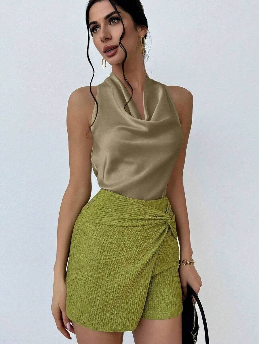 Variant image for Dam Ärmlös Kamisol Halterneck Satin Rynkad-22