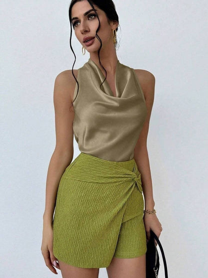 Variant image for Dam Ärmlös Kamisol Halterneck Satin Rynkad-22