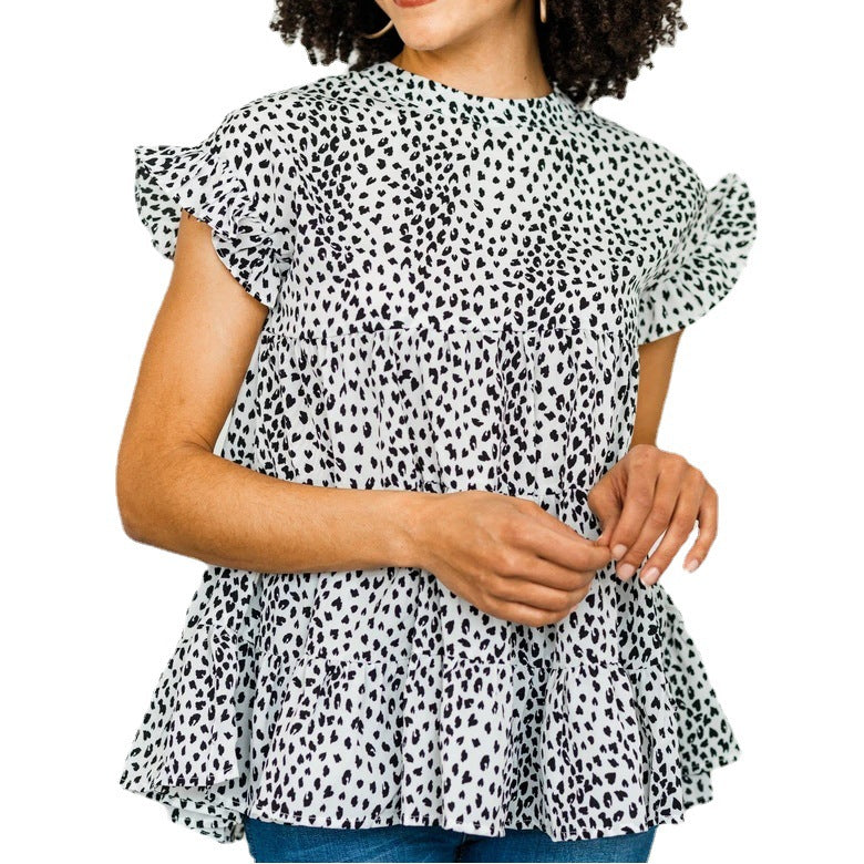 Dam Festtoppar Korta Ärmar Blommig Polyester-5