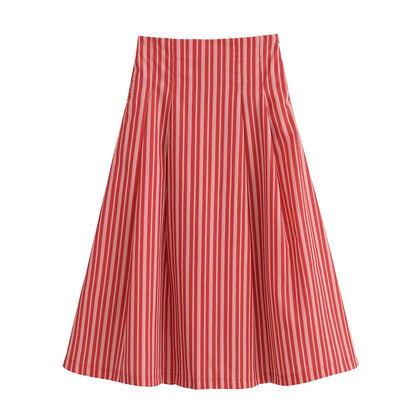 Variant image for Dam Kort Topp och Rock Set Randig Lätt Tyg för Sommar-4