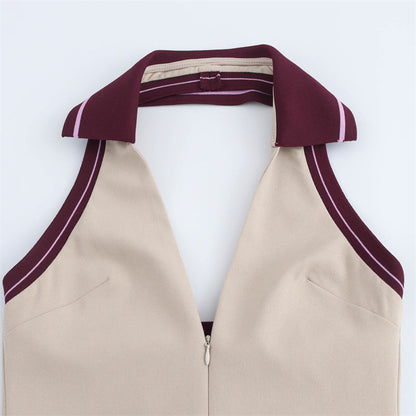 Kvinna Midi Klänning Halterneck A-linje Polyester-3