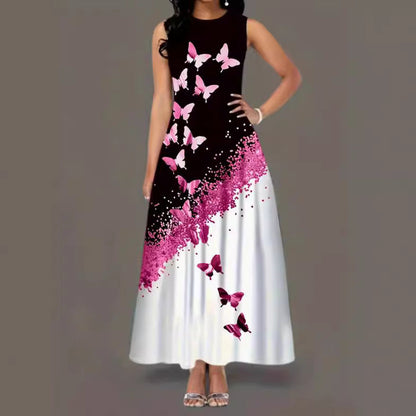 Damklänning A-linje Djurmönster Ärmlös Polyester-4