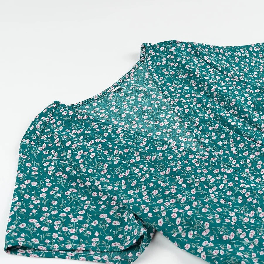 Kvinnors Omslagsklänning V-Hals Lätt Andningsbart Material-3