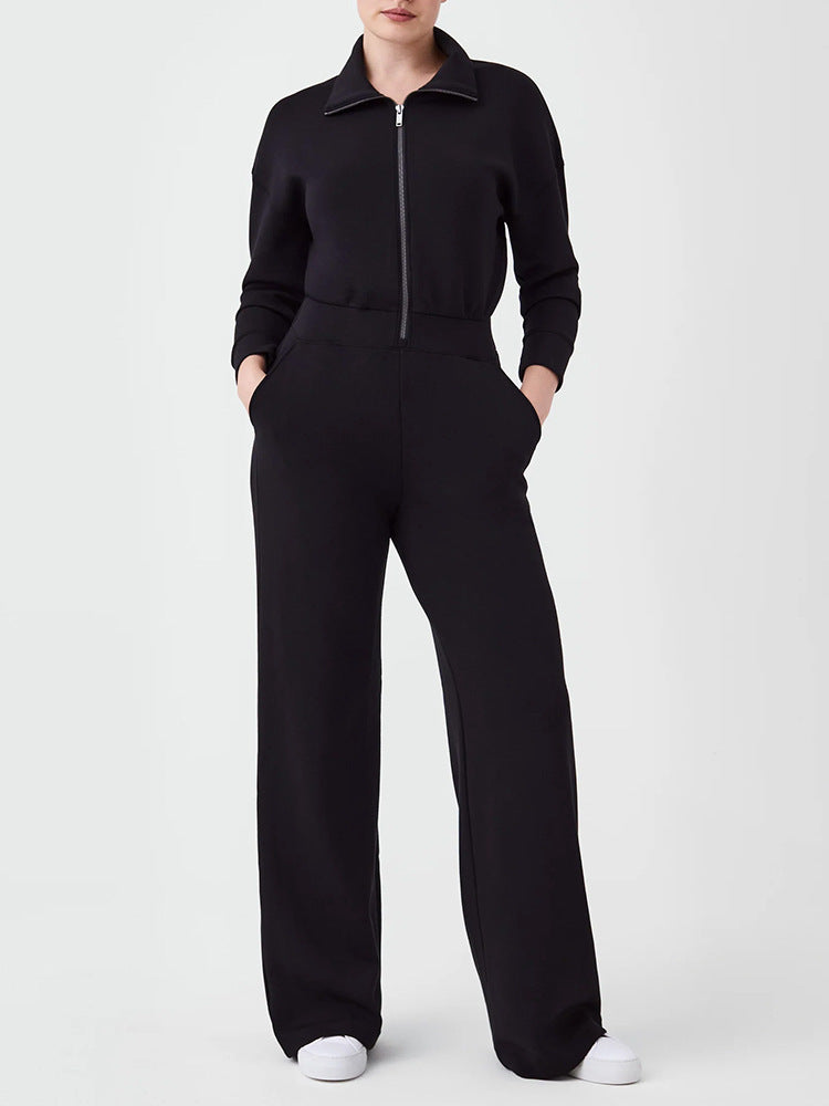 Dam Jumpsuit Långa Ärmar Bomull Spandex Nio-Cut-2
