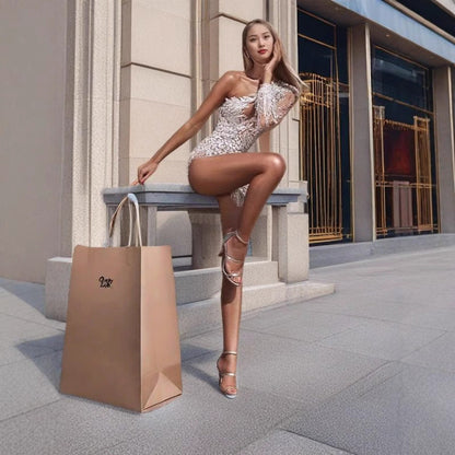 Kvinnors Aftonklänning Asymmetrisk Ärmlös Polyester A-linjeformad 5