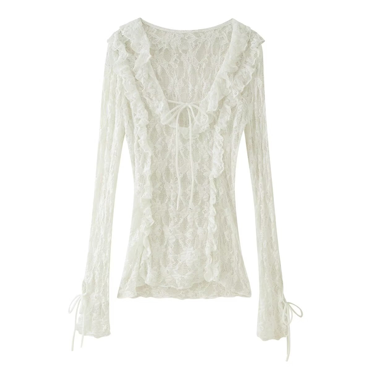 Variant image for Dam V-hals Topp Långärmad Streetwear 100% Bomull-1