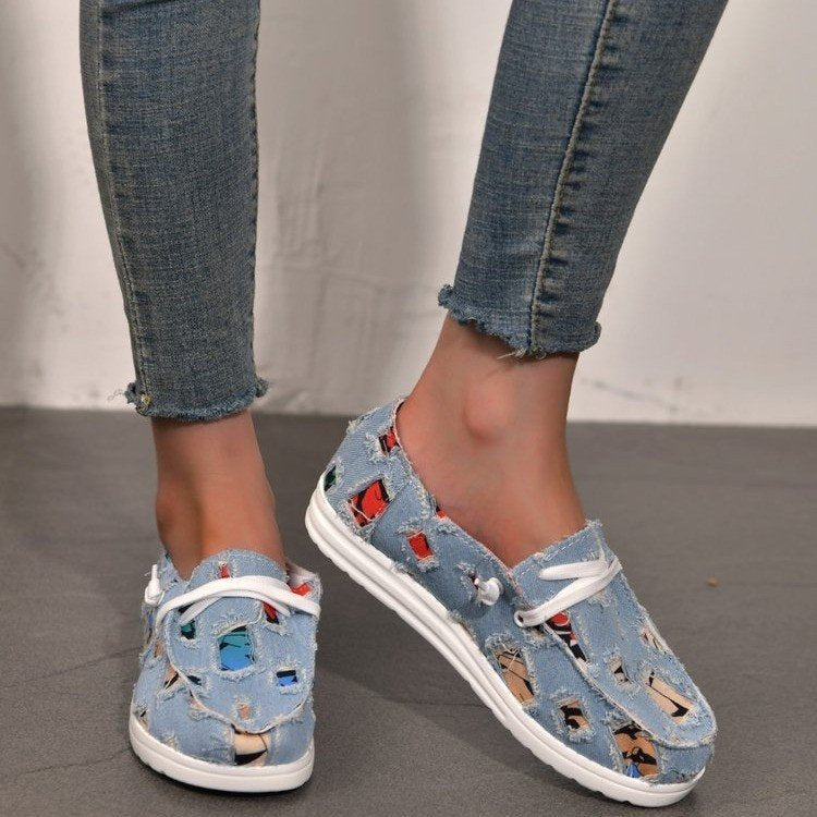 Kvinnors Sneakers i Denimdesign med Andningsbara Skär och Lätt Sula – Bekväm och Trendig Fritidssko 5