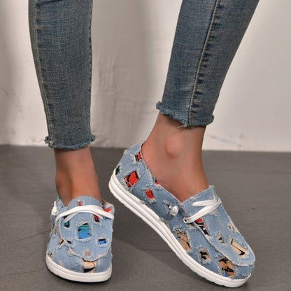 Kvinnors Sneakers i Denimdesign med Andningsbara Skär och Lätt Sula – Bekväm och Trendig Fritidssko 5