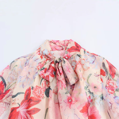 Kvinna Midi Klänning Blommigt Polyester A-linjeformad-2