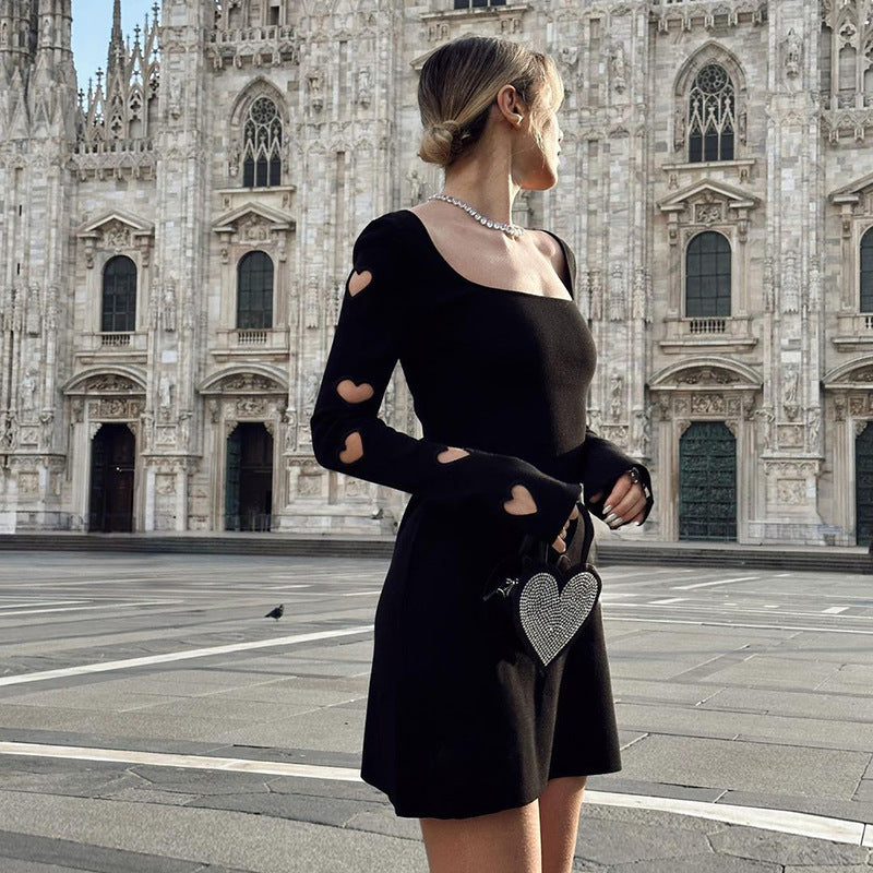 Kvinnors Miniklänning Hjärtskärning Elastiska Tyger Figurpassform 3