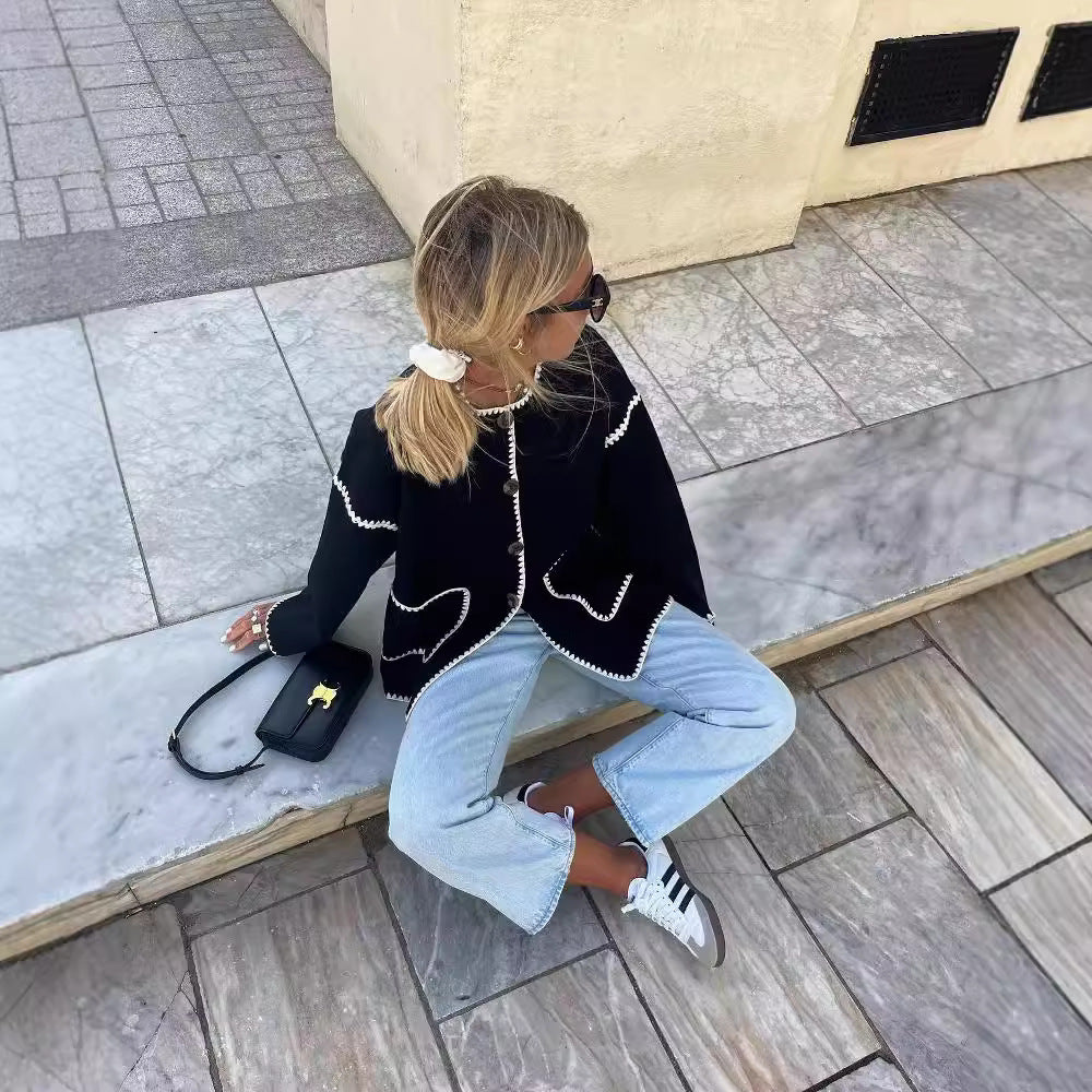 Kvinnors Kort Rock Fleece med Färgblock Chenille-4