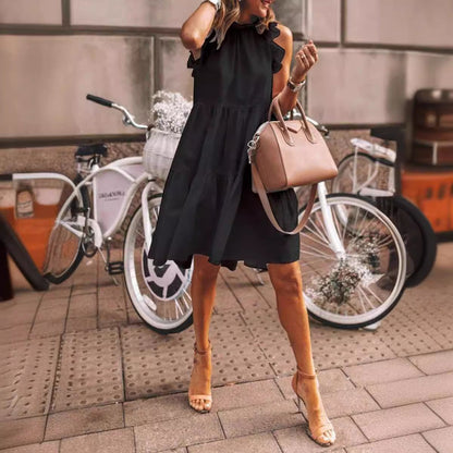 Dam Ärmlös Klänning Enfärgad Polyester-3
