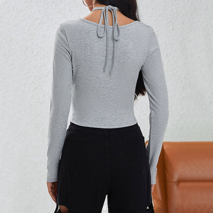 Damen Langarmbluse mit Wrap-Detail aus Weichem Elastischem Stoff – Vielseitige Bluse für Elegante und Legere Anlässe 4