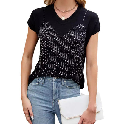 Dam T-shirt Löst Passande Viskos Nylon Elegant Stil-6