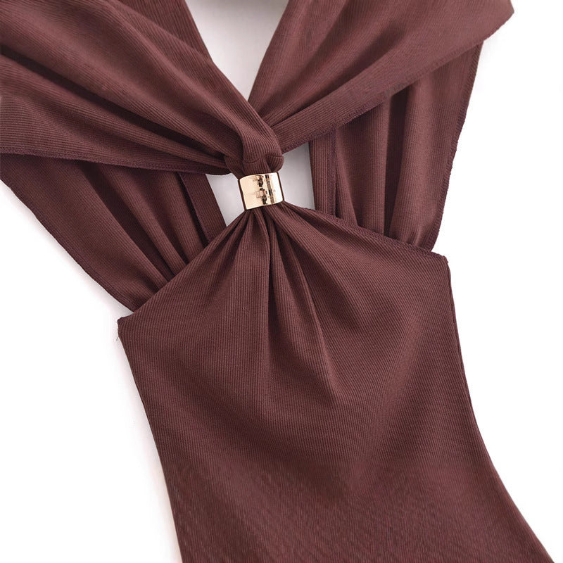 Kvinna Halterneck Top Slim Fit Polyester-5